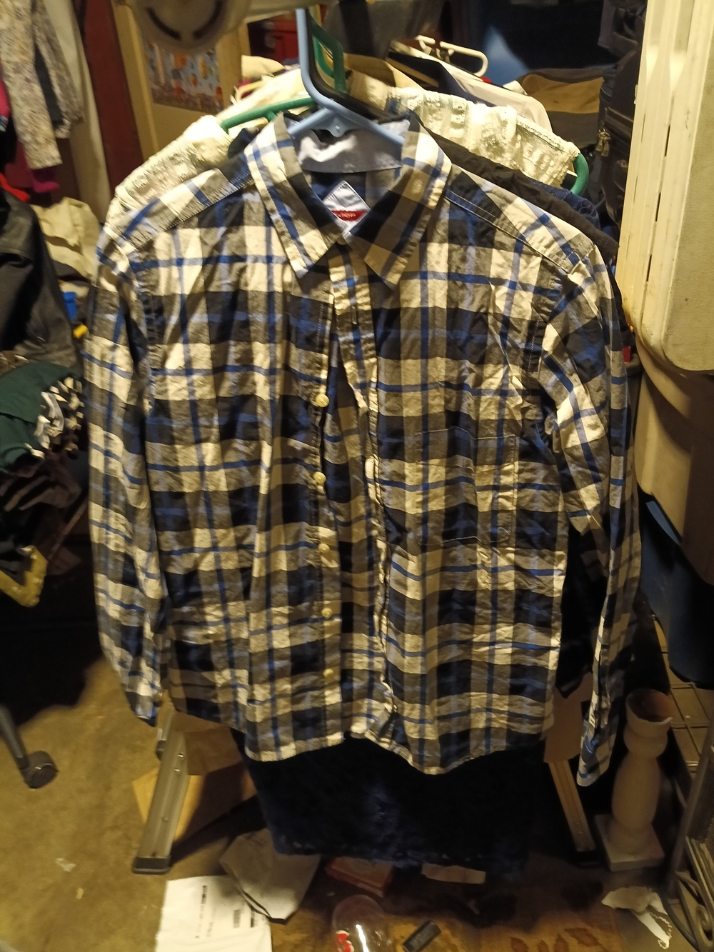 Merona Blue and Cream Plaid Button-Down Shirt